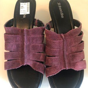 St John's Bay Maroon open toe shoes NWT